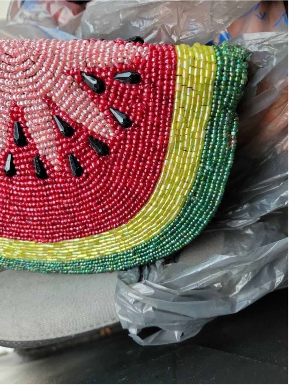 NWT Watermelon Beaded Crossbody Purse Made In India Fruit Chain Strap Summer